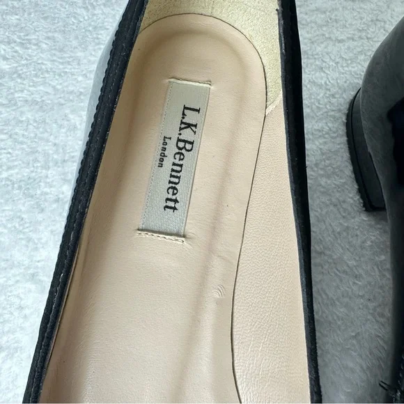 NWOB L.K. Bennett London Black Patent Leather Velvet Pointed Toe Loafers - Picture 5 of 14